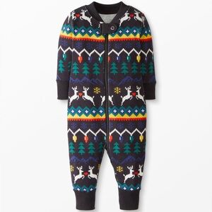 Hanna Andersson Reindeer Christmas Lights Zipper 85 cm 2T Unisex Christmas 1 Pce